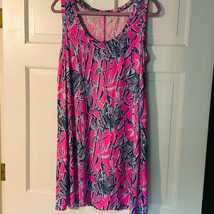 Lilly Pulitzer Women Elephant Print Tank Scoop Neck Sleeveless Dress, large